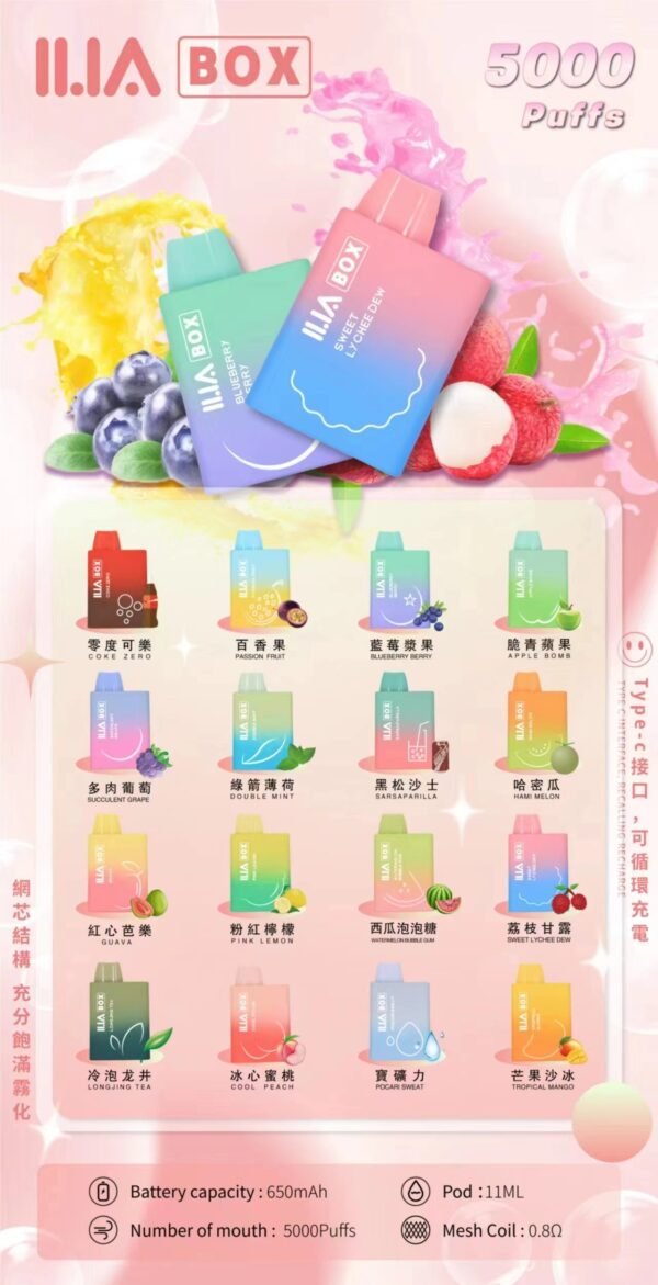 【ILIA 哩亞】三代拋棄式電子煙 一次性5000口BOX拋棄式電子煙