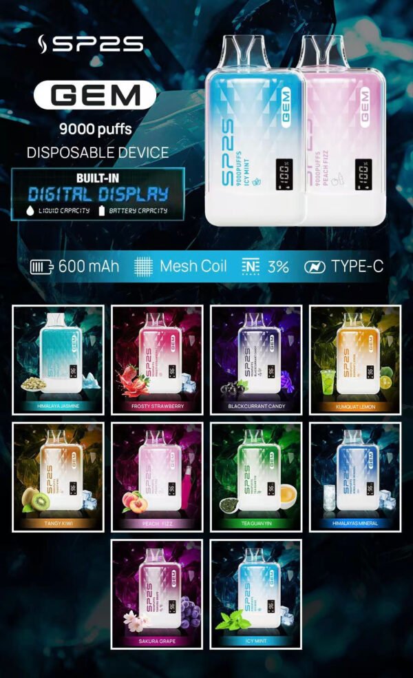 【SP2S 思博瑞抛棄式】-大容量拋棄式- SP2S 9000 puffs 拋棄式