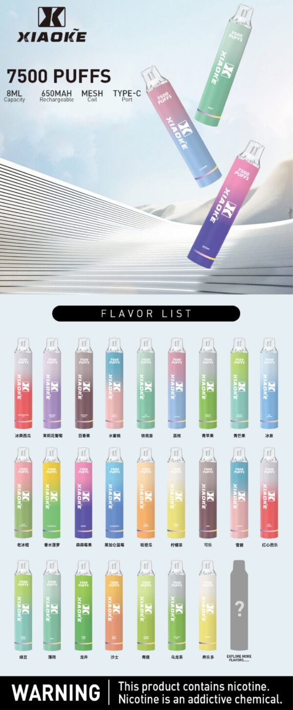 【XIAOKE梟客拋棄式】 新款一次性發光電子煙 多種口味電子霧化棒