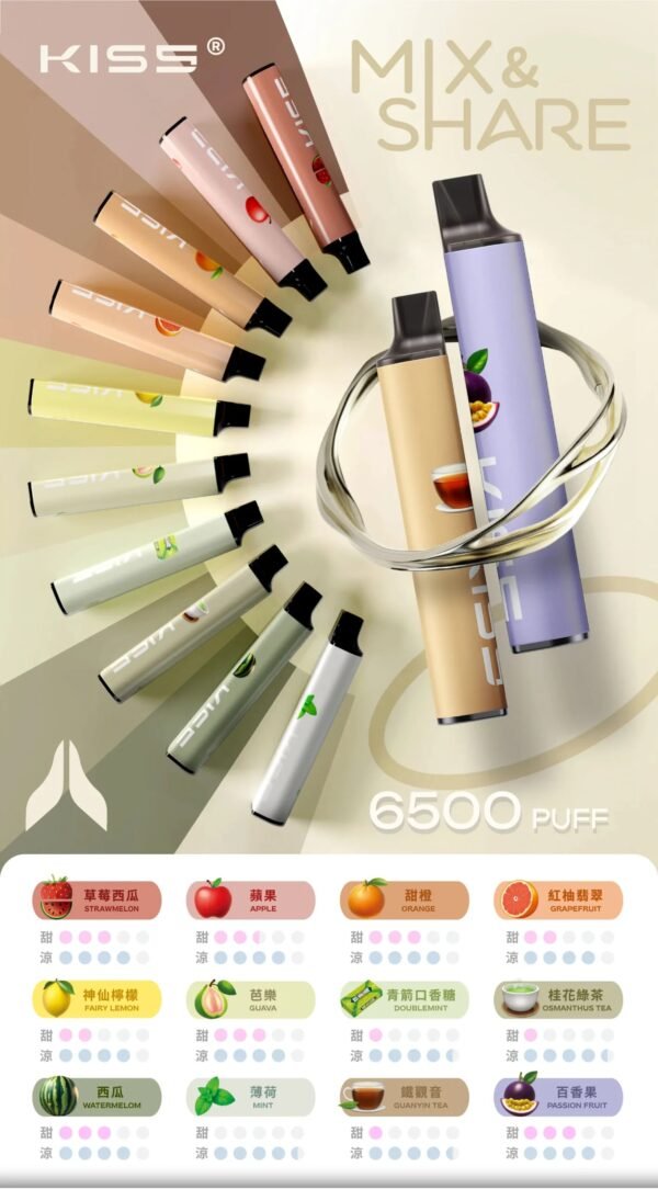【KISS凯斯拋棄式】MIX&SHARE kiss磁吸電子煙-大容量6500口拋棄式-KISS一次性電子煙